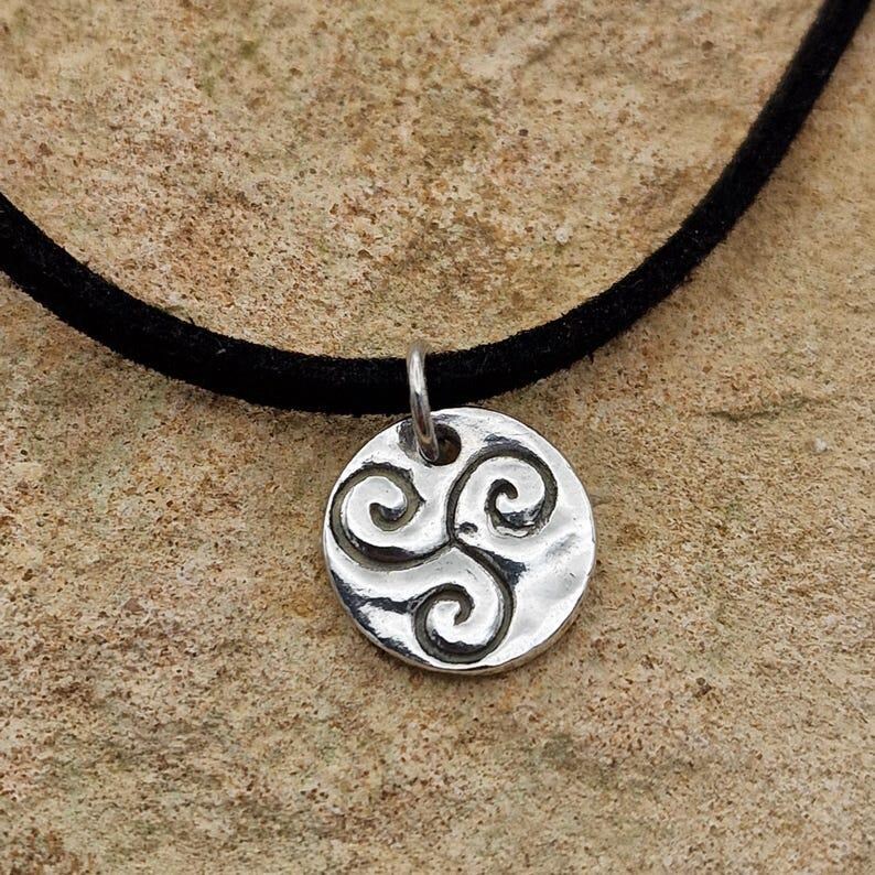 Celtic Triskele Spirals Handmade Copper, Bronze Or Sterling Silver Pagan Pendant Necklace