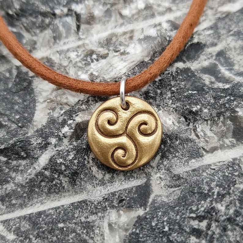 Celtic Triskele Spirals Handmade Copper, Bronze Or Sterling Silver Pagan Pendant Necklace