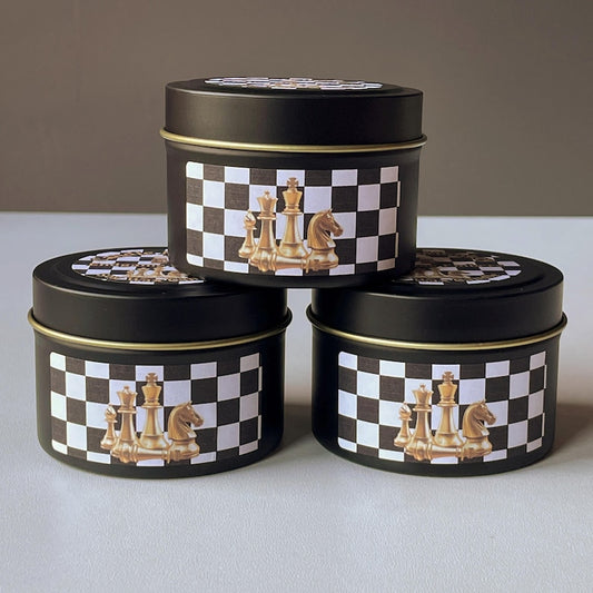 Handcrafted Chess Candle – Endgame Embers, Spicy Woody Aroma, Gamer & Strategy Lover Gift Free UK Delivery