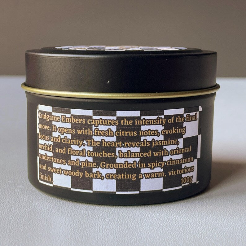 Handcrafted Chess Candle – Endgame Embers, Spicy Woody Aroma, Gamer & Strategy Lover Gift Free UK Delivery