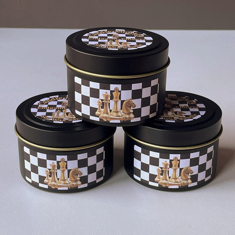 Handcrafted Chess Candle – Endgame Embers, Spicy Woody Aroma, Gamer & Strategy Lover Gift Free UK Delivery