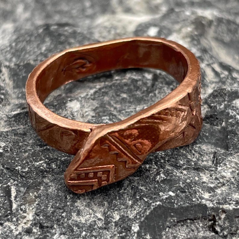 Copper Snake Ring – Hand-Formed Organic Design, Aztec Inspired
