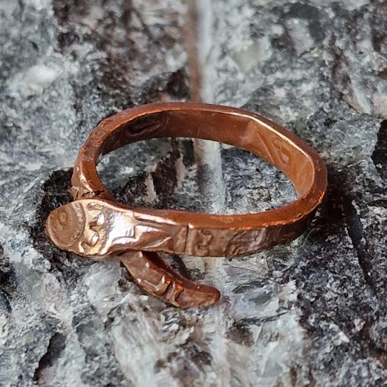 Copper Snake Ring – Hand-Formed Organic Design, Aztec Inspired