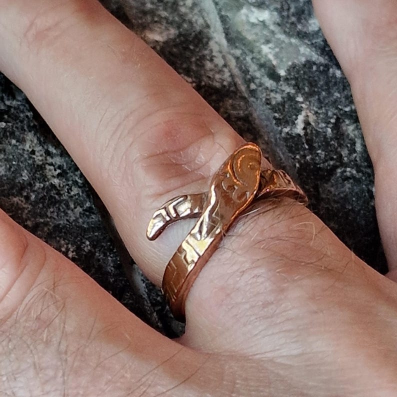 Copper Snake Ring – Hand-Formed Organic Design, Aztec Inspired