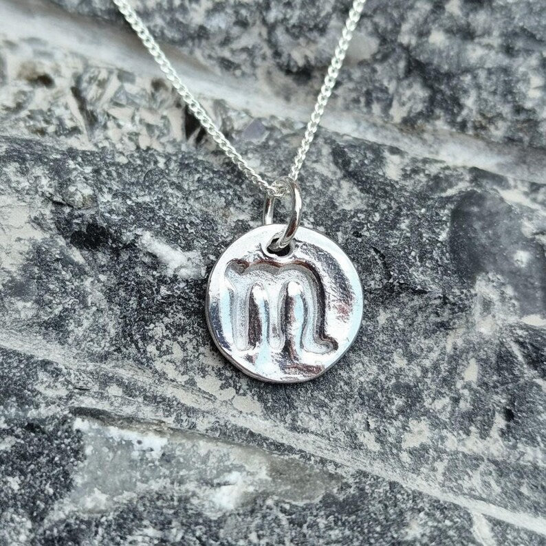 Handmade 925 Sterling Silver Zodiac Pendant Libra / Scorpio September October Birthday Necklace | Astrology Star Sign