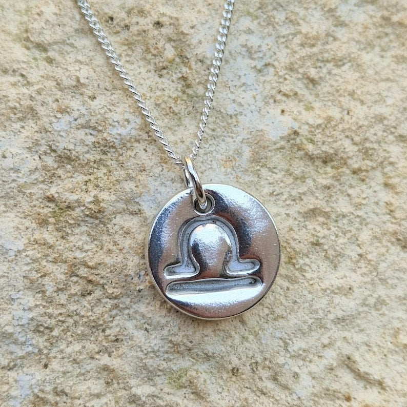 Handmade 925 Sterling Silver Zodiac Pendant Libra / Scorpio September October Birthday Necklace | Astrology Star Sign