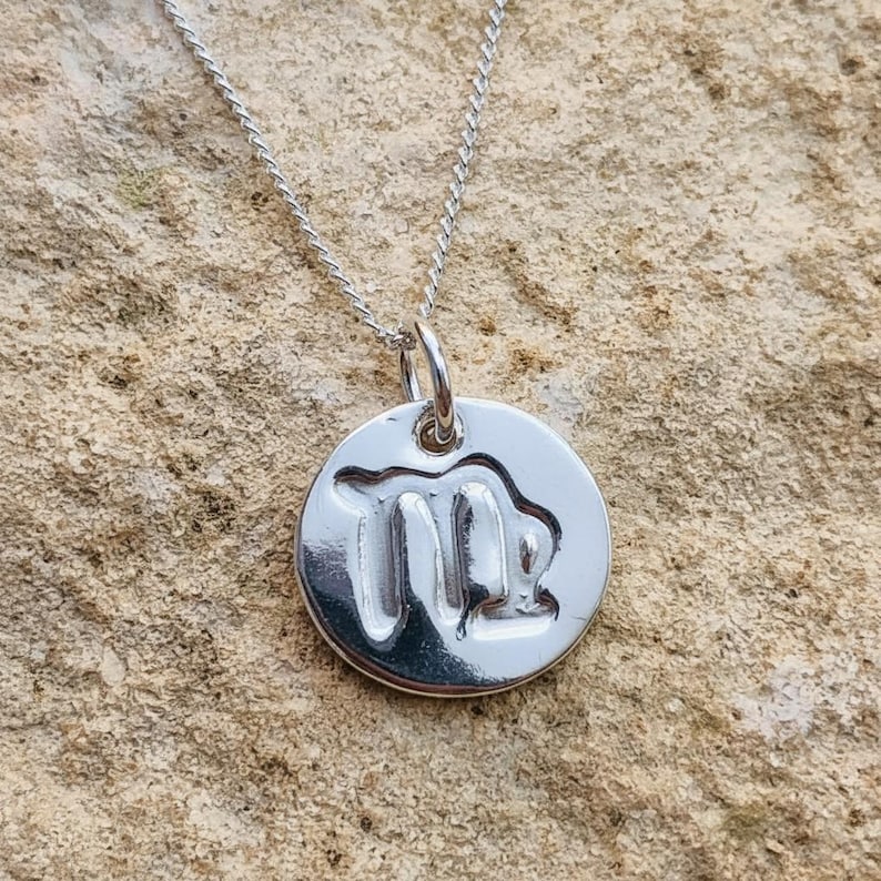 Handmade 925 Sterling Silver Zodiac Pendant Libra / Scorpio September October Birthday Necklace | Astrology Star Sign