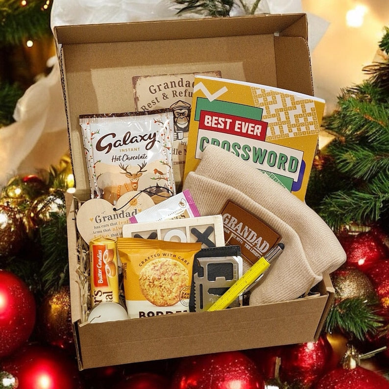 Grandad’s Rest And Refuel Kit – Winter Warmers, Snacks & Cosy Activities Christmas Hamper Gift Free UK Post