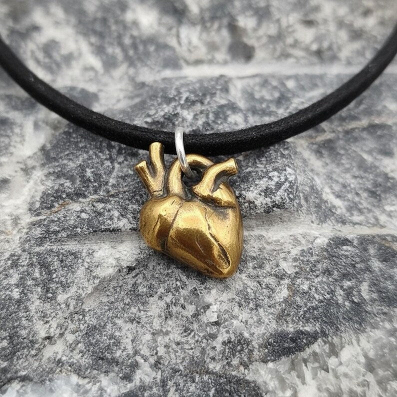 Anatomical Heart Pendant Necklace, Sterling Silver, Copper Or Bronze, Gothic Jewellery, Dark Romance Anatomy Gift