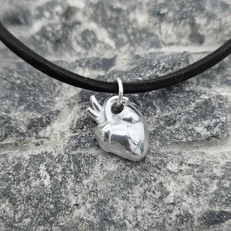 Anatomical Heart Pendant Necklace, Sterling Silver, Copper Or Bronze, Gothic Jewellery, Dark Romance Anatomy Gift