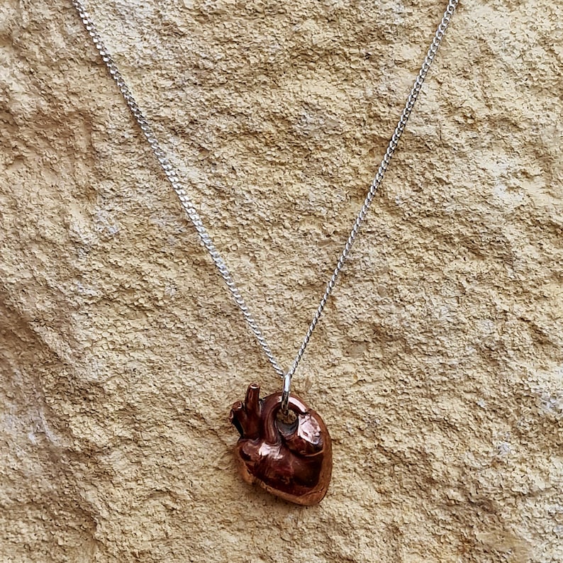 Anatomical Heart Pendant Necklace, Sterling Silver, Copper Or Bronze, Gothic Jewellery, Dark Romance Anatomy Gift