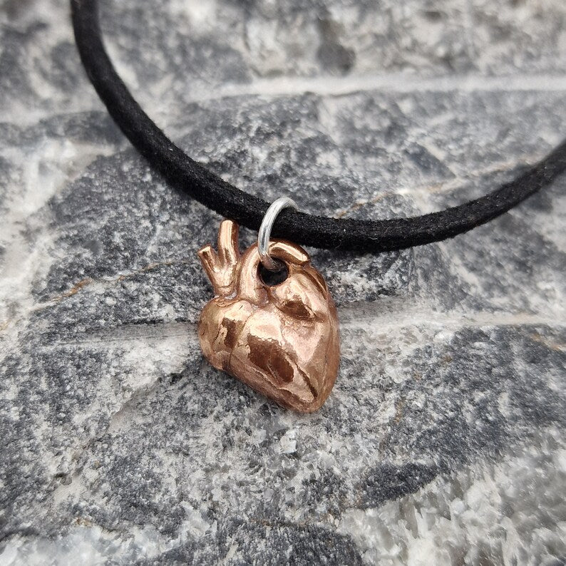 Anatomical Heart Pendant Necklace, Sterling Silver, Copper Or Bronze, Gothic Jewellery, Dark Romance Anatomy Gift