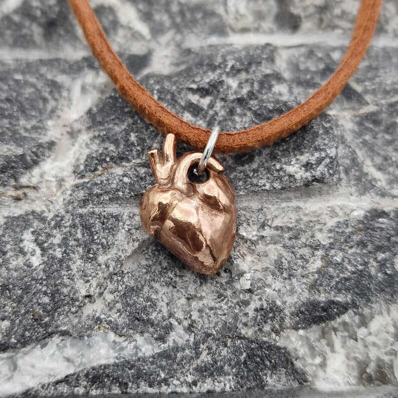Anatomical Heart Pendant Necklace, Sterling Silver, Copper Or Bronze, Gothic Jewellery, Dark Romance Anatomy Gift