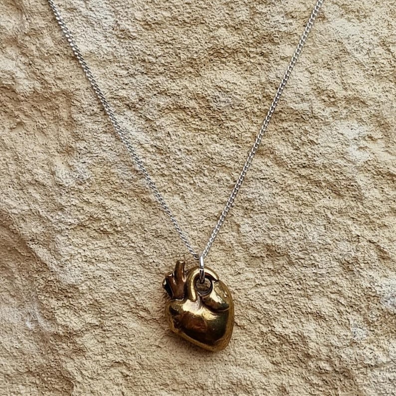 Anatomical Heart Pendant Necklace, Sterling Silver, Copper Or Bronze, Gothic Jewellery, Dark Romance Anatomy Gift
