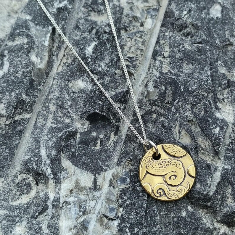 Handmade Kraken Tentacle Pendant – Solid Copper, Bronze Or Sterling Silver Octopus Deep Sea & Ocean Necklace