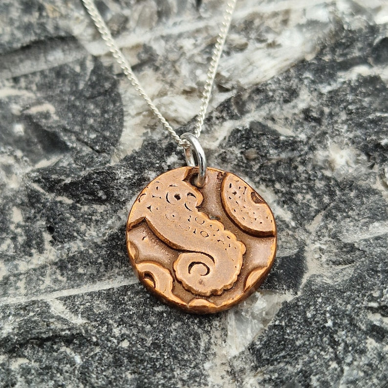 Handmade Kraken Tentacle Pendant – Solid Copper, Bronze Or Sterling Silver Octopus Deep Sea & Ocean Necklace