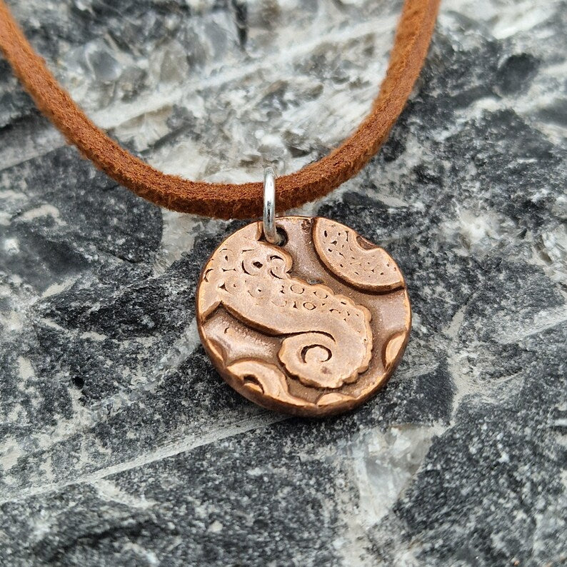Handmade Kraken Tentacle Pendant – Solid Copper, Bronze Or Sterling Silver Octopus Deep Sea & Ocean Necklace