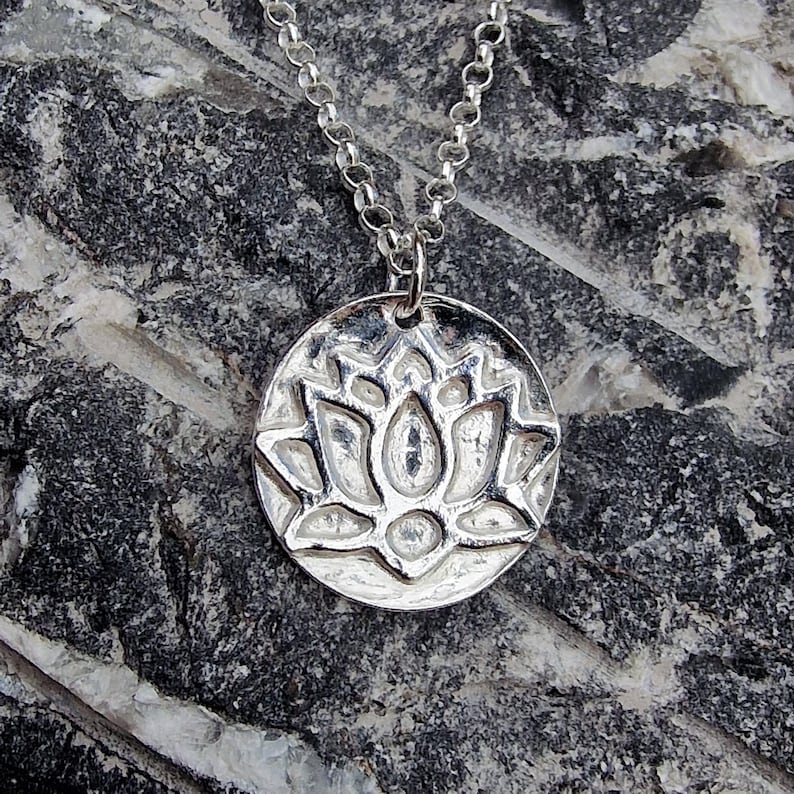 Handmade Tibetan Lotus Sterling Silver Pendant –  Botanical Flower Necklace, Spiritual Symbol Jewellery Gift