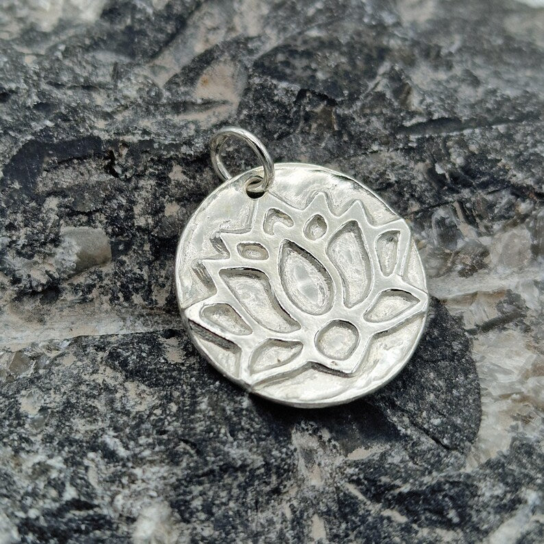 Handmade Tibetan Lotus Sterling Silver Pendant –  Botanical Flower Necklace, Spiritual Symbol Jewellery Gift