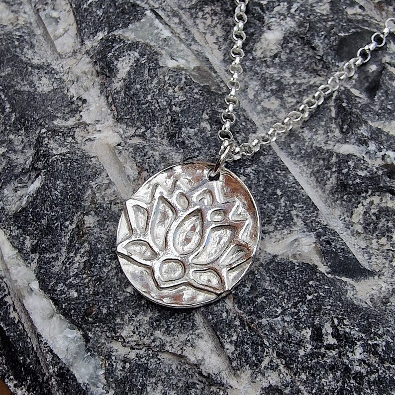 Handmade Tibetan Lotus Sterling Silver Pendant –  Botanical Flower Necklace, Spiritual Symbol Jewellery Gift
