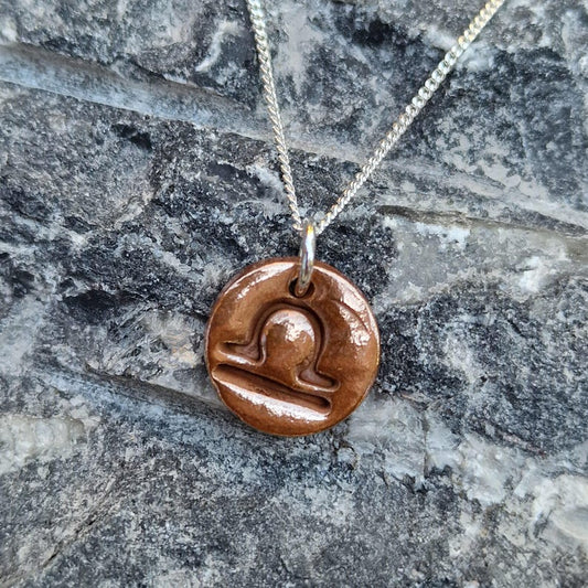 Handmade Zodiac Pendant Necklace, Libra / Scorpio Star Sign, Copper Astrology Jewellery, Birthday Gift