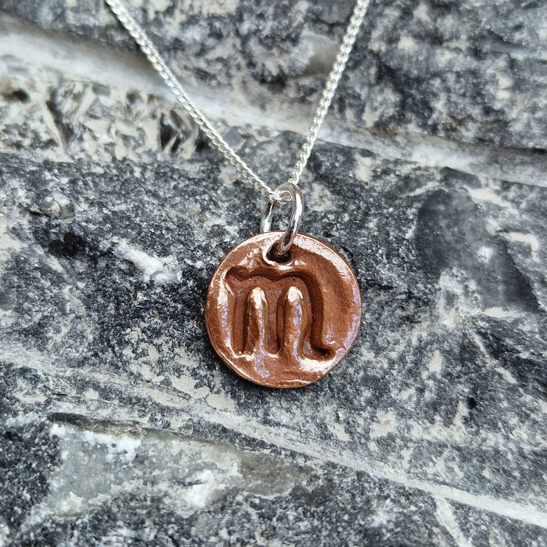 Handmade Zodiac Pendant Necklace, Libra / Scorpio Star Sign, Copper Astrology Jewellery, Birthday Gift
