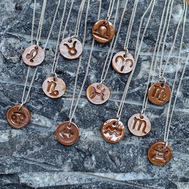 Handmade Zodiac Pendant Necklace, Libra / Scorpio Star Sign, Copper Astrology Jewellery, Birthday Gift