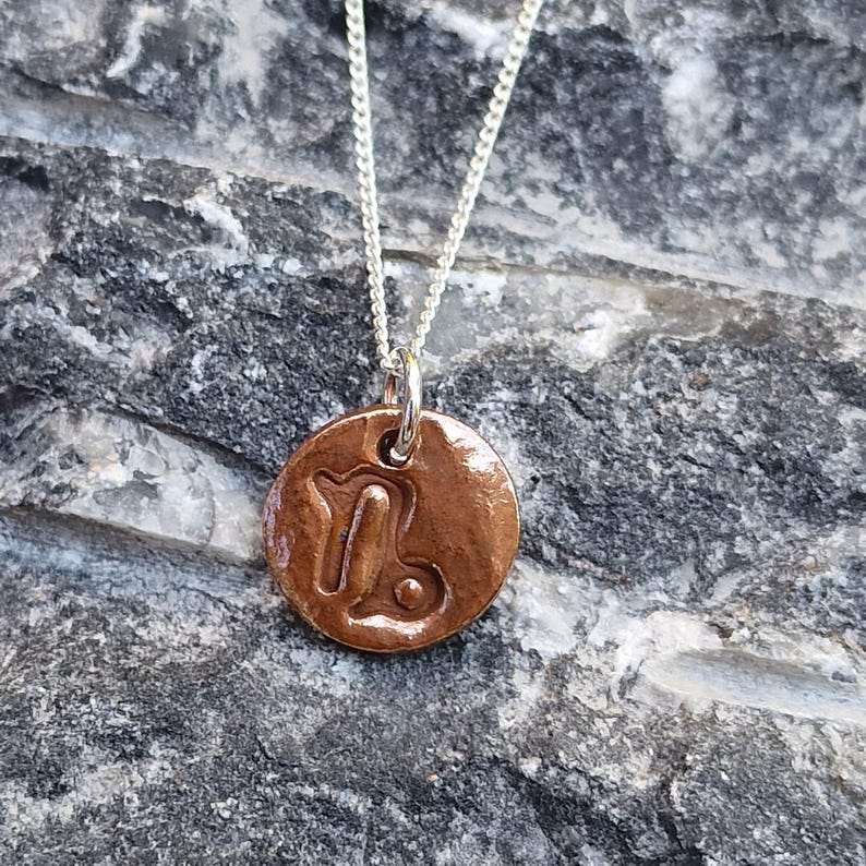 Handmade Zodiac Pendant Necklace, Libra / Scorpio Star Sign, Copper Astrology Jewellery, Birthday Gift