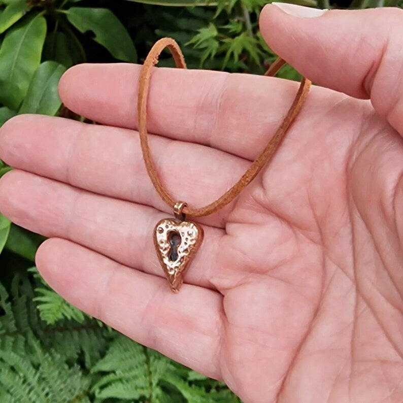Heartbound Victorian Style Love Token Copper Heart Pendant – Handmade Necklace, Jewellery Gift