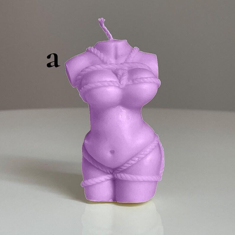 Handmade Lilac Shibari God / Goddess Candle | Sensual Bondage Sculpture | Pick Your Scent | Witchy Décor | Free UK Delivery