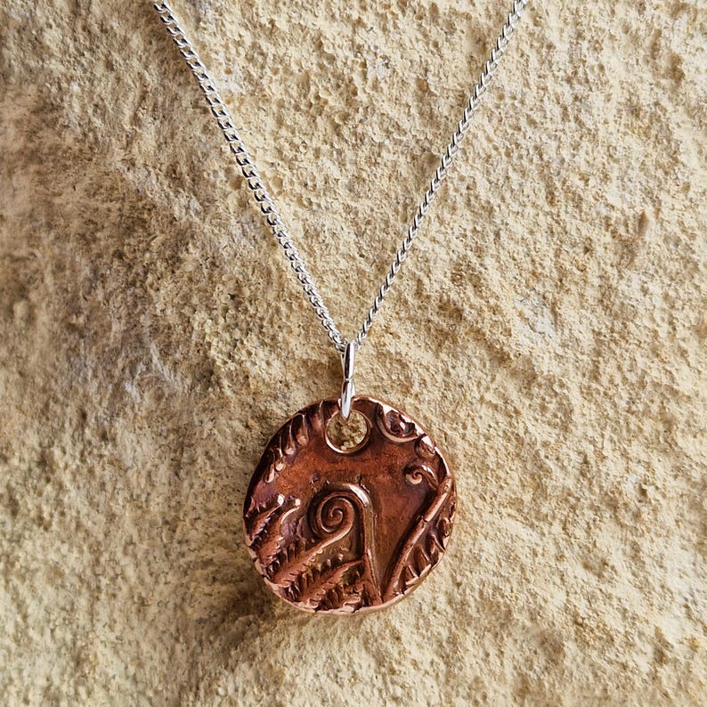 Bracken Copper, Sterling Silver Or Bronze Organic Pendant Handmade Botanical Fern Necklace, Nature-Inspired Woodland Jewellery