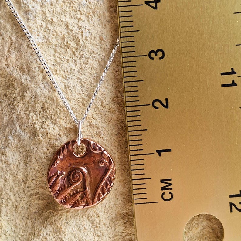 Bracken Copper, Sterling Silver Or Bronze Organic Pendant Handmade Botanical Fern Necklace, Nature-Inspired Woodland Jewellery