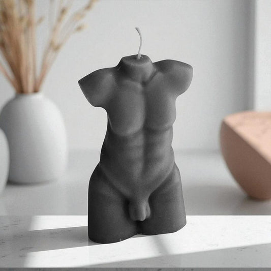 Adonis Male Torso Candle - Handmade Classical Man Sculpture Inspired by Ancient Myth, Choice Of Fragrance & Colour