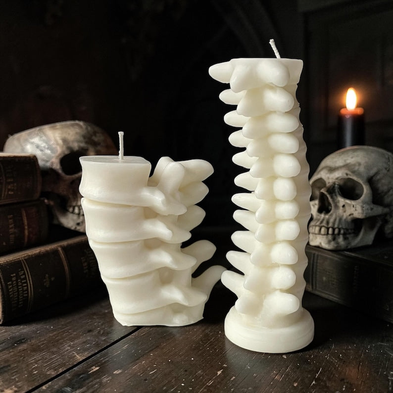 Gothic Spine Candle Tall and Short | Anatomical Decor | Dark Home Accents | Curiosity Cabinet Decor | Handmade Sculptural Candle