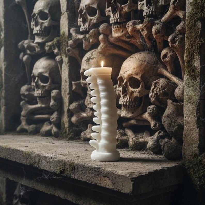 Gothic Spine Candle Tall and Short | Anatomical Decor | Dark Home Accents | Curiosity Cabinet Decor | Handmade Sculptural Candle