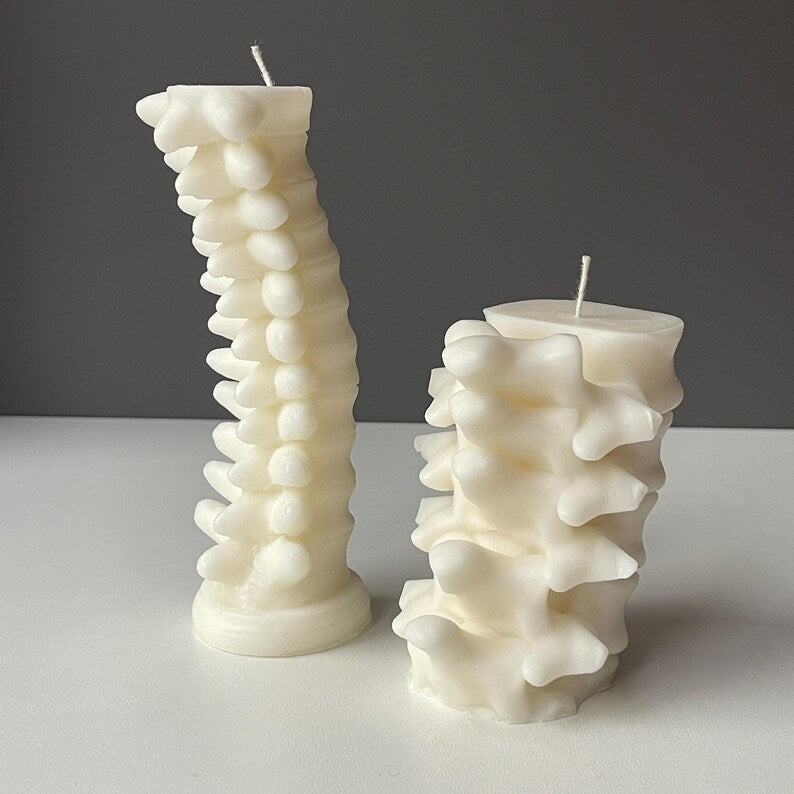 Gothic Spine Candle Tall and Short | Anatomical Decor | Dark Home Accents | Curiosity Cabinet Decor | Handmade Sculptural Candle