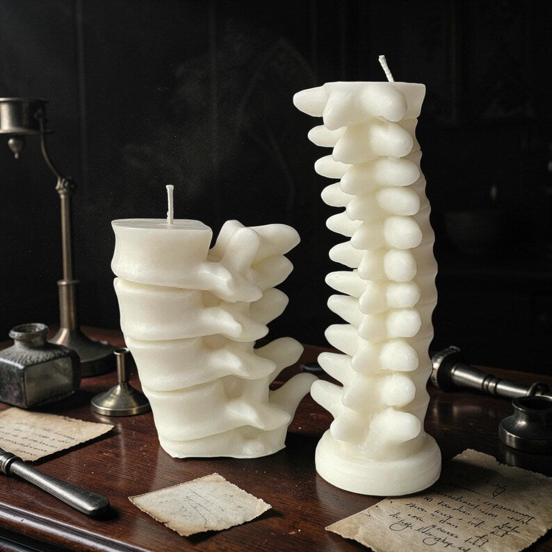 Gothic Spine Candle Tall and Short | Anatomical Decor | Dark Home Accents | Curiosity Cabinet Decor | Handmade Sculptural Candle