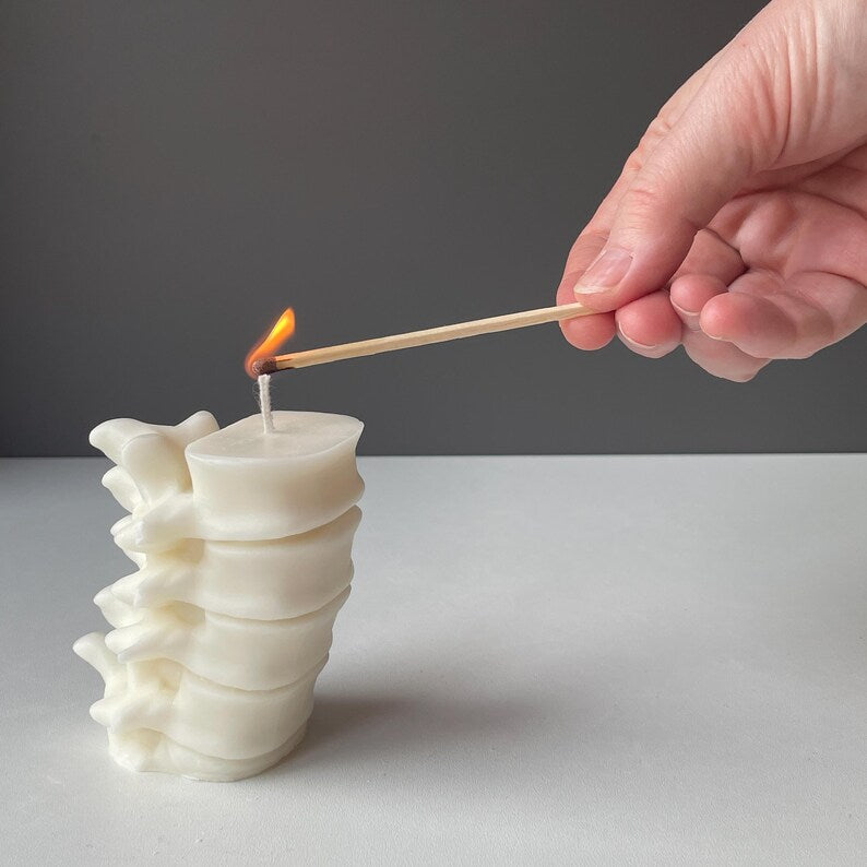 Gothic Spine Candle Tall and Short | Anatomical Decor | Dark Home Accents | Curiosity Cabinet Decor | Handmade Sculptural Candle