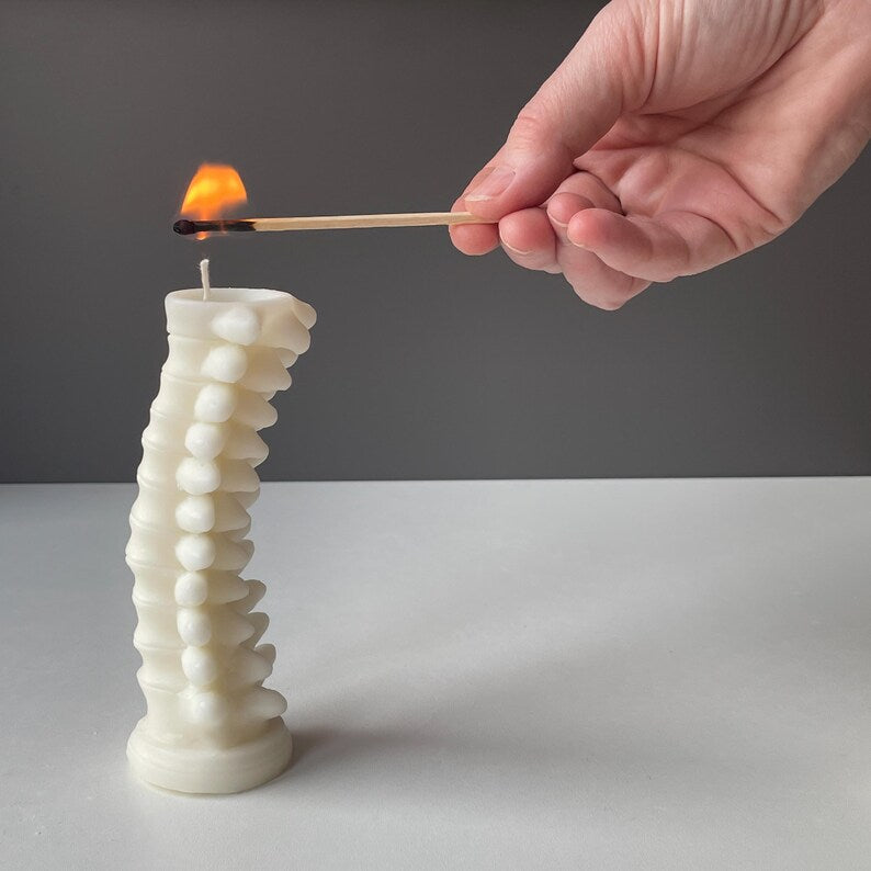 Gothic Spine Candle Tall and Short | Anatomical Decor | Dark Home Accents | Curiosity Cabinet Decor | Handmade Sculptural Candle