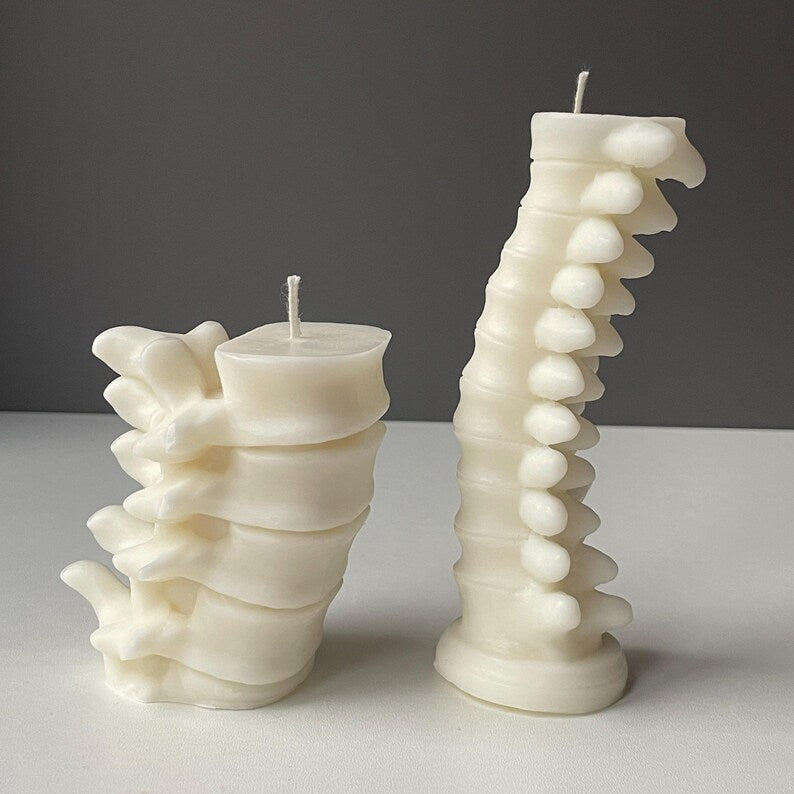 Gothic Spine Candle Tall and Short | Anatomical Decor | Dark Home Accents | Curiosity Cabinet Decor | Handmade Sculptural Candle