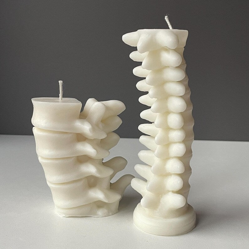 Gothic Spine Candle Tall and Short | Anatomical Decor | Dark Home Accents | Curiosity Cabinet Decor | Handmade Sculptural Candle
