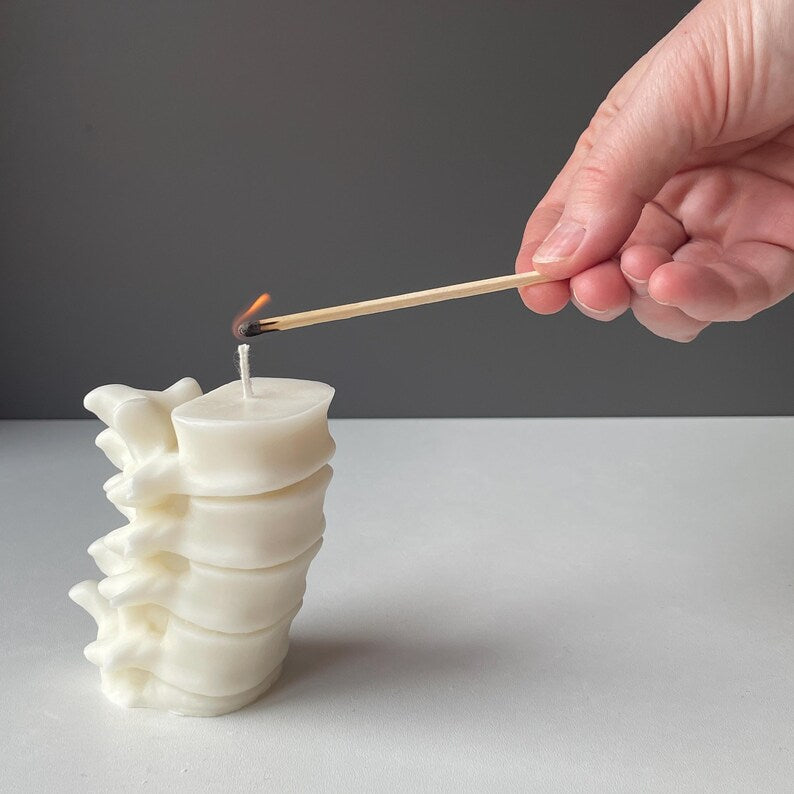 Gothic Spine Candle Tall and Short | Anatomical Decor | Dark Home Accents | Curiosity Cabinet Decor | Handmade Sculptural Candle