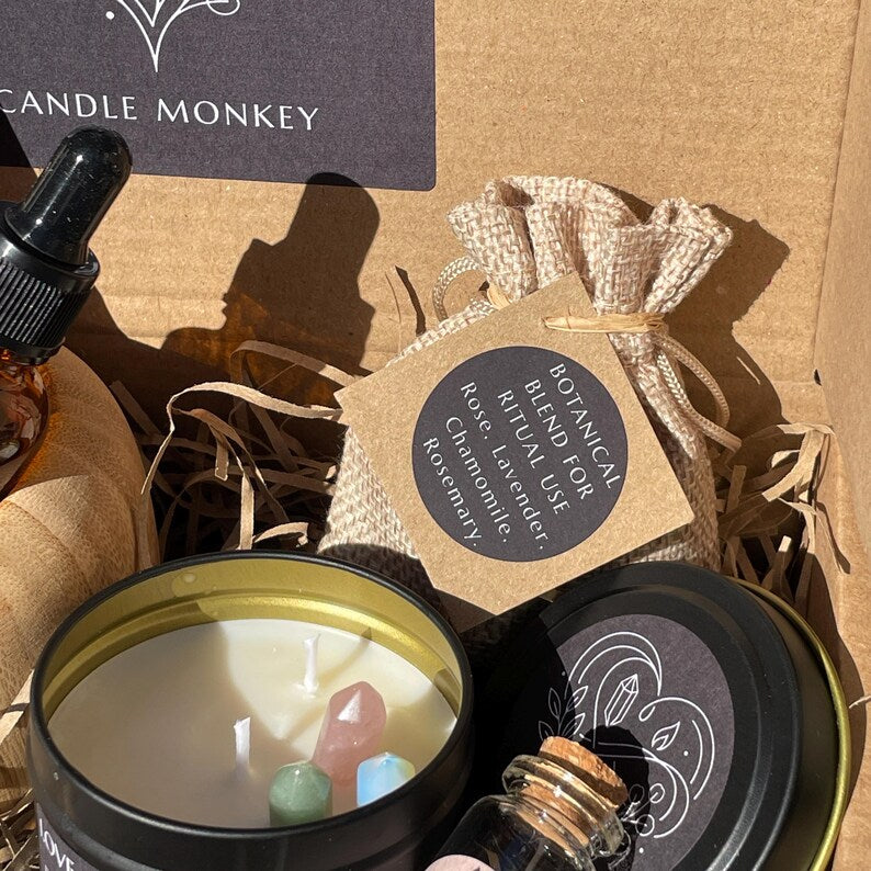 Sacred Union Ritual Kit – Engagement and Wedding Gift | Betrothal Shared Love Ritual Kit with Herbs, Rose Quartz, Candle and Guided Blessing