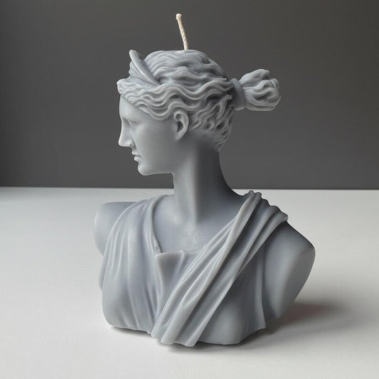 Artemis Candle Large Bust Goddess of Hunt, Moon And Wilderness, Handmade Soy Wax, Mythical Decor Custom Scent & Colour | Free UK Post