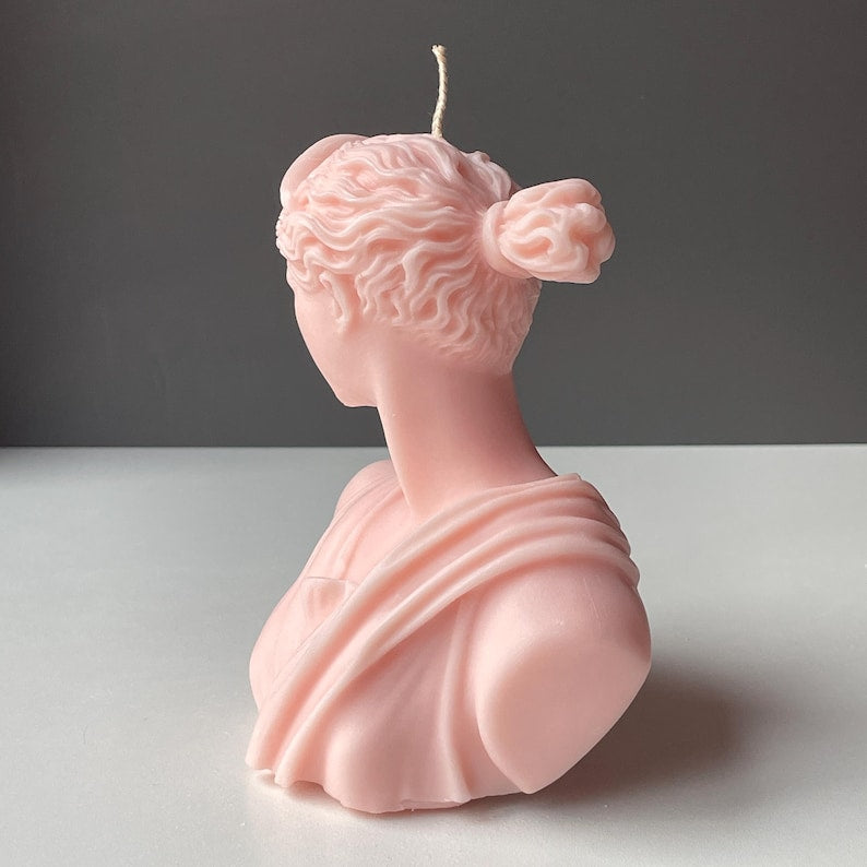 Artemis Candle Large Bust Goddess of Hunt, Moon And Wilderness, Handmade Soy Wax, Mythical Decor Custom Scent & Colour | Free UK Post
