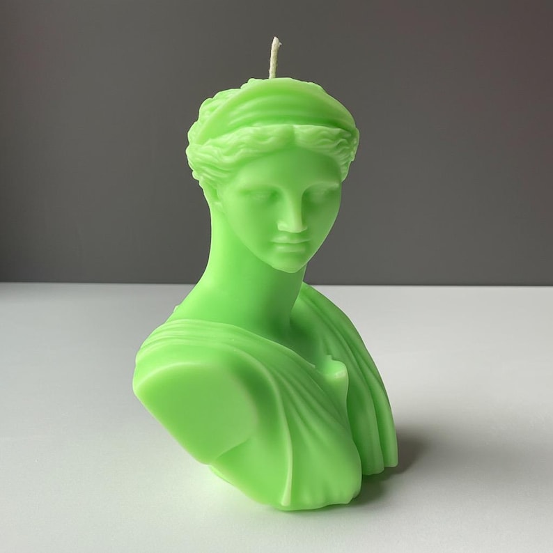 Artemis Candle Large Bust Goddess of Hunt, Moon And Wilderness, Handmade Soy Wax, Mythical Decor Custom Scent & Colour | Free UK Post