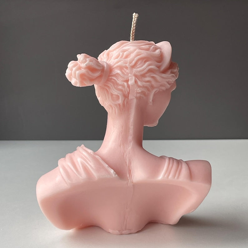 Artemis Candle Large Bust Goddess of Hunt, Moon And Wilderness, Handmade Soy Wax, Mythical Decor Custom Scent & Colour | Free UK Post