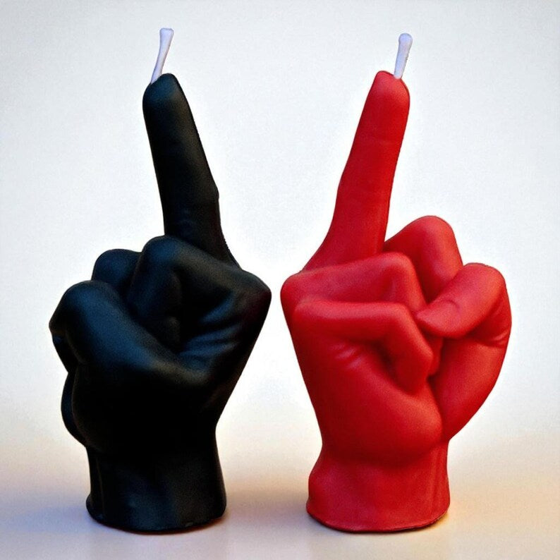 Middle Finger Candle – Funny Rude Swear Gift –Cheeky Home Décor – Novelty Adult Humour Present | Custom Fragrance & Colour | Free UK Post