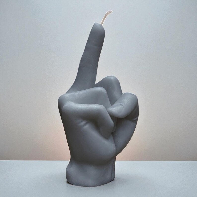 Middle Finger Candle – Funny Rude Swear Gift –Cheeky Home Décor – Novelty Adult Humour Present | Custom Fragrance & Colour | Free UK Post