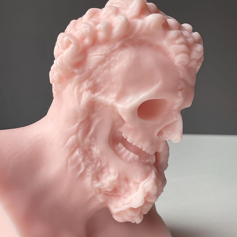 Hercules / Heracles Ripped Skull Face Handmade Gothic Myth Large Candle Free UK Post